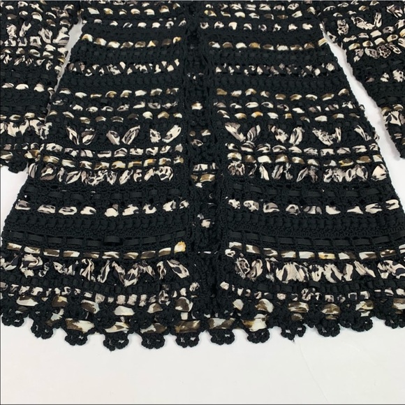 Per Se Ribbon Boucle Woven Open Silk Weave Cardigan Duster Small - Picture 3 of 14